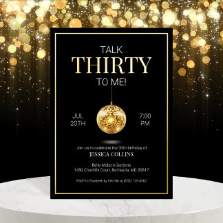 Black and Gold Talk Thirty to Me 30th Birthday