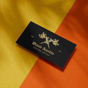 Black And Gold Tattoo Machine Tattoo Artist Business Card
