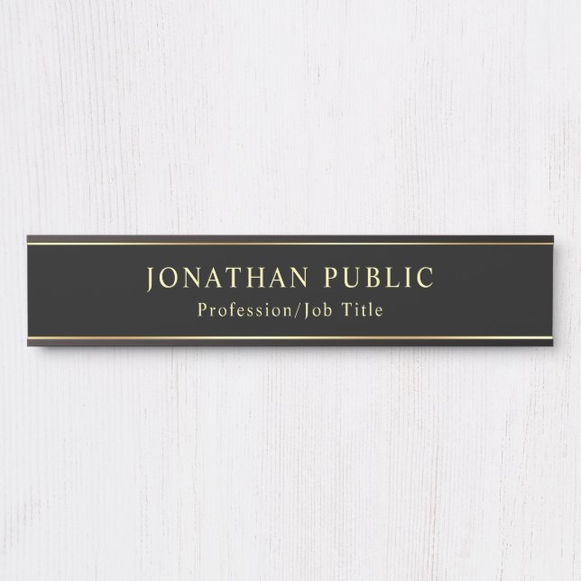 Black And Gold Template Elegant Classic Look Door Sign (Front)