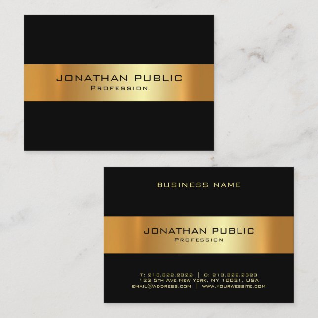 Black And Gold Template Modern Personalised Business Card (Front/Back)