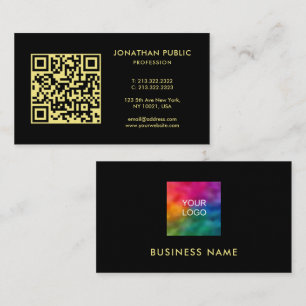Black And Gold Template QR Code Company Logo Business Card