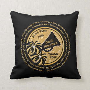 Black and Gold Thank You Gift for Cheer Coach Cushion