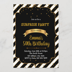 Black and gold theme party invitation