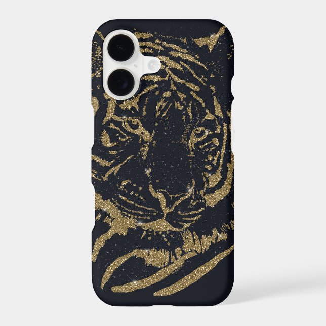 Black and Gold Tiger Artwork Luxury Glitter Style (Back)