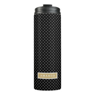 Black and Gold Tiny Dots Monogram Thermal Tumbler