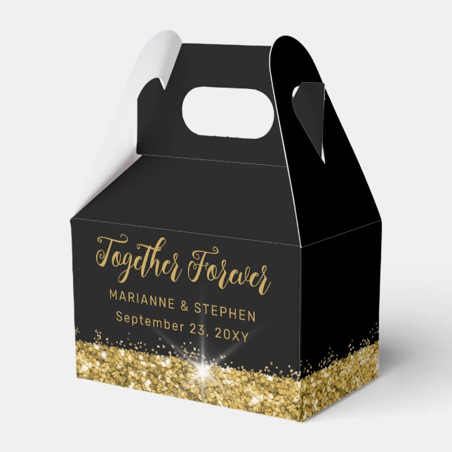 Black and Gold Together Forever Elegant Favour Box (Front Side)