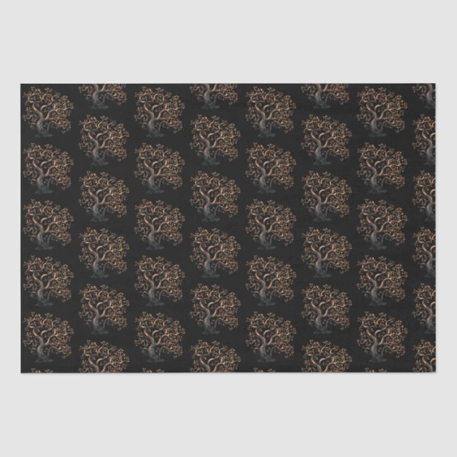 Black and Gold Tree Pattern Halloween Tissue Paper (Front)