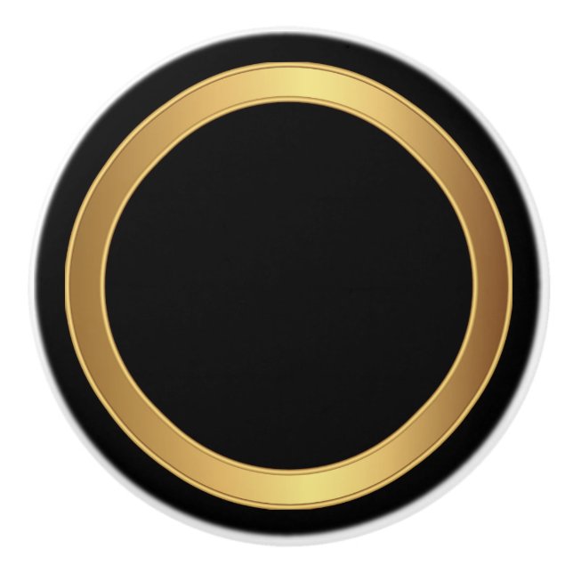 Black and Gold Trim Ceramic Knob (Front)
