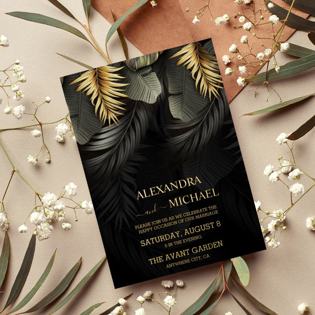 Black and Gold Tropical Destination Wedding Foil I (Creator Uploaded)