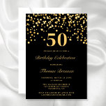 Black And Gold Typography Fifty 50th Birthday Invitation<br><div class="desc">Modern Black And Gold Typography Fifty 50th Birthday Invites</div>