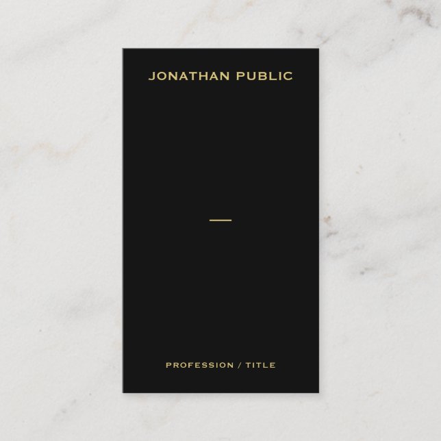 Black And Gold Upload Logo Here Custom QR Code Business Card (Front)