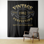 Black And Gold Vintage Aged To Perfection Birthday Tapestry<br><div class="desc">Black and gold fun vintage aged to perfection adult birthday party backdrop for men,  great for any age birthday celebration,  or other occasions. Custom it with your own text.</div>