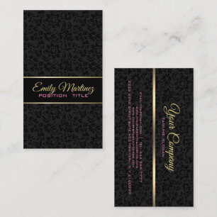 Black And Gold Vintage Floral Damasks Business Card