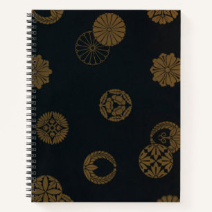 Black and Gold Vintage Japanese Spiral Notebook