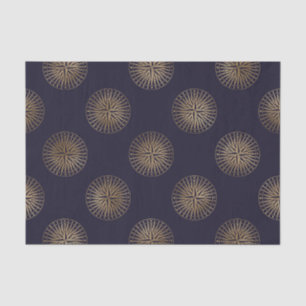 Black and Gold Vintage Nautical Compass Pattern Tissue Paper
