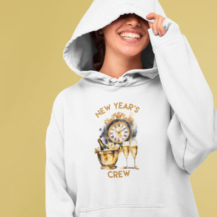 Black and Gold Watercolor New Years Crew Hoodie