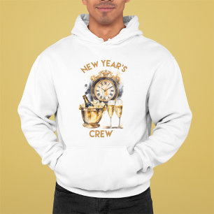 Black and Gold Watercolor New Years Crew Hoodie