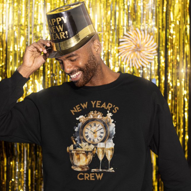 Black and Gold Watercolor New Years Crew Sweatshirt (Creator Uploaded)