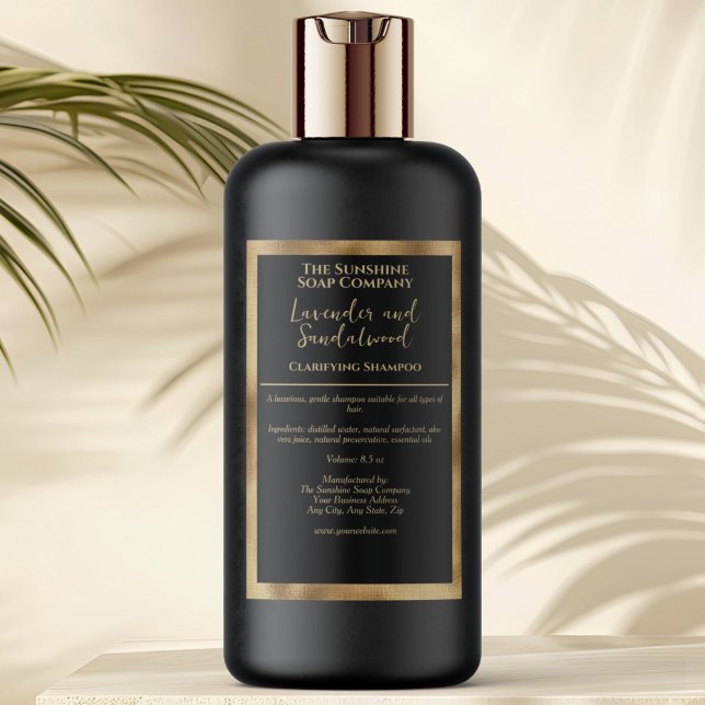 Black and Gold waterproof cosmetics bottle label (Creator Uploaded)