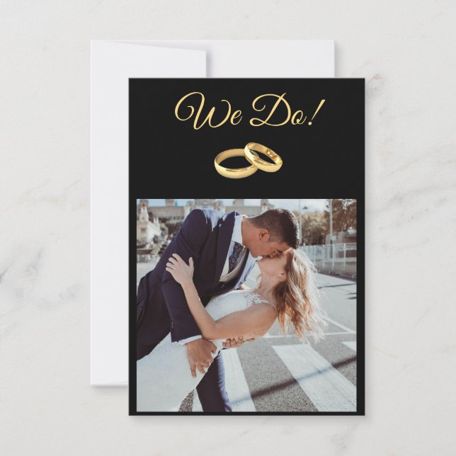 Black and Gold-We Do-Wedding Rings- Invitation (Front)