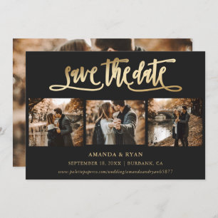 Black and Gold Wedding 4 Photo Save The Date