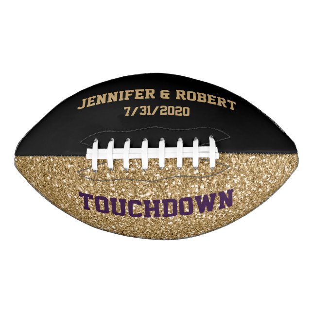 Black and Gold Wedding Custom Football (Front)