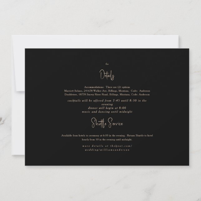 Black and Gold Wedding Detail Invitation (Front)
