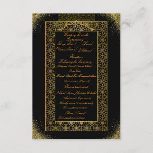 Black and Gold Wedding Details Card Elegant