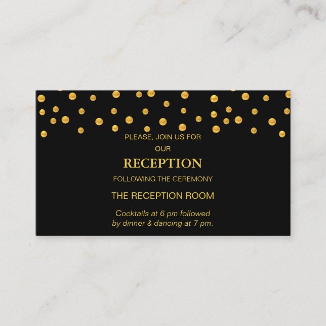 Black and Gold Wedding Enclosure Card (Front)