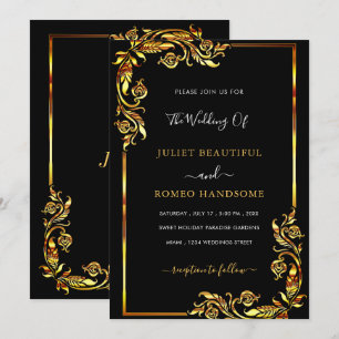 Black and Gold Wedding Invitation Design Your Own