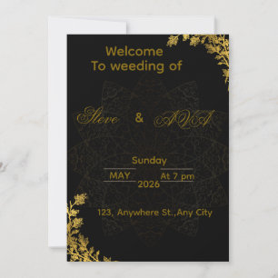 Black and Gold Wedding Invitation   Elegant Luxury