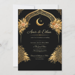 Black and Gold Wedding Invitation Template Luxur