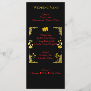 Black and Gold Wedding Menu Card