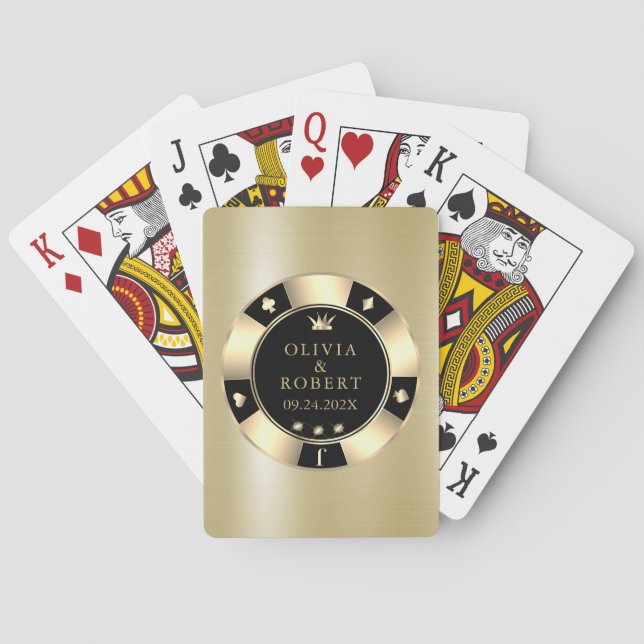 Black and gold wedding poker chips playing cards (Back)