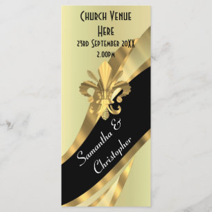 Black and gold wedding program programme