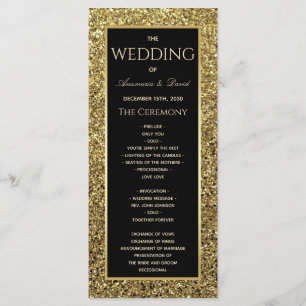Black and Gold Wedding Program Programme