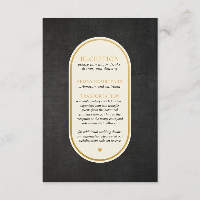 Black and Gold Wedding Reception Enclosure Card (Front)