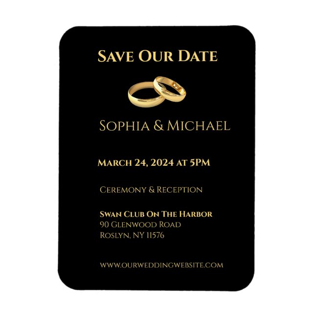 Black and Gold-Wedding Rings- Magnet (Vertical)