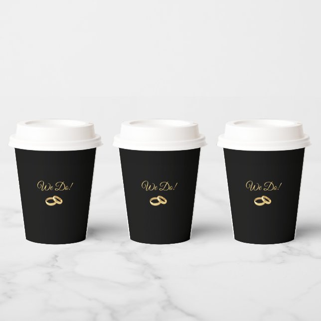 Black and Gold-Wedding Rings- Paper Cups (Multi)