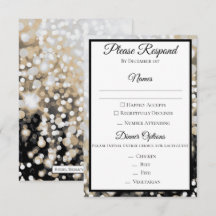 Black and Gold Wedding RSVP Card