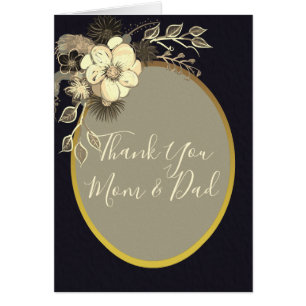 Black and Gold Wedding Thank You Card