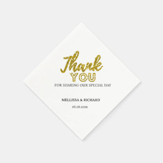 Black And Gold Wedding Thank You Personalised Napkin