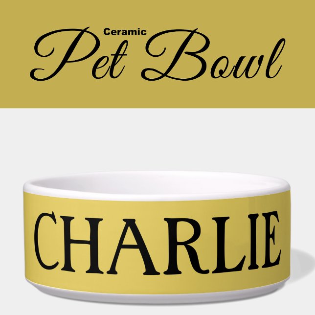 Black and gold with a name cat or dog bowl (Creator Uploaded)
