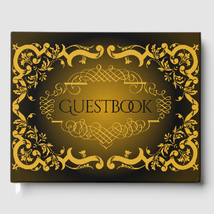 Black and Gold with decorative elements   Guest Book