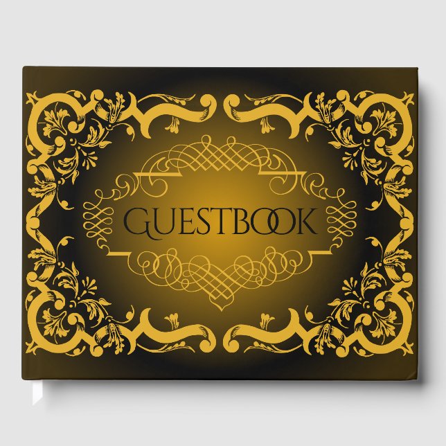Black and Gold with decorative elements   Guest Book (Front)