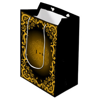 Black and Gold with Decorative Elements Medium Gift Bag