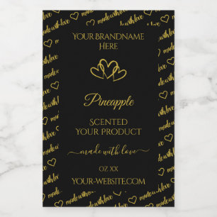 Black and Gold Word Cloud Product Labels Hearts