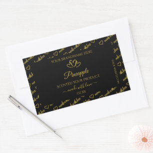 Black and Gold Word Cloud Product Labels Hearts