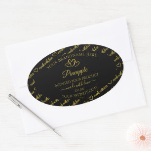 Black and Gold Word Cloud Product Labels Hearts