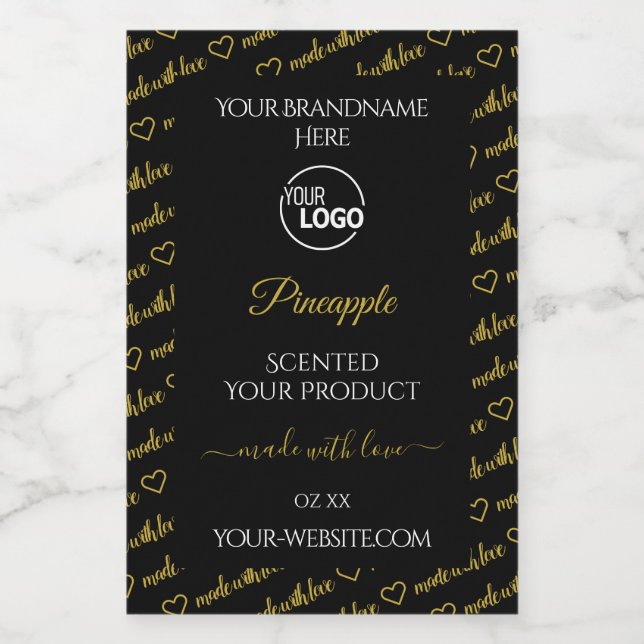 Black and Gold Word Cloud Product Labels with Logo (Single Label)